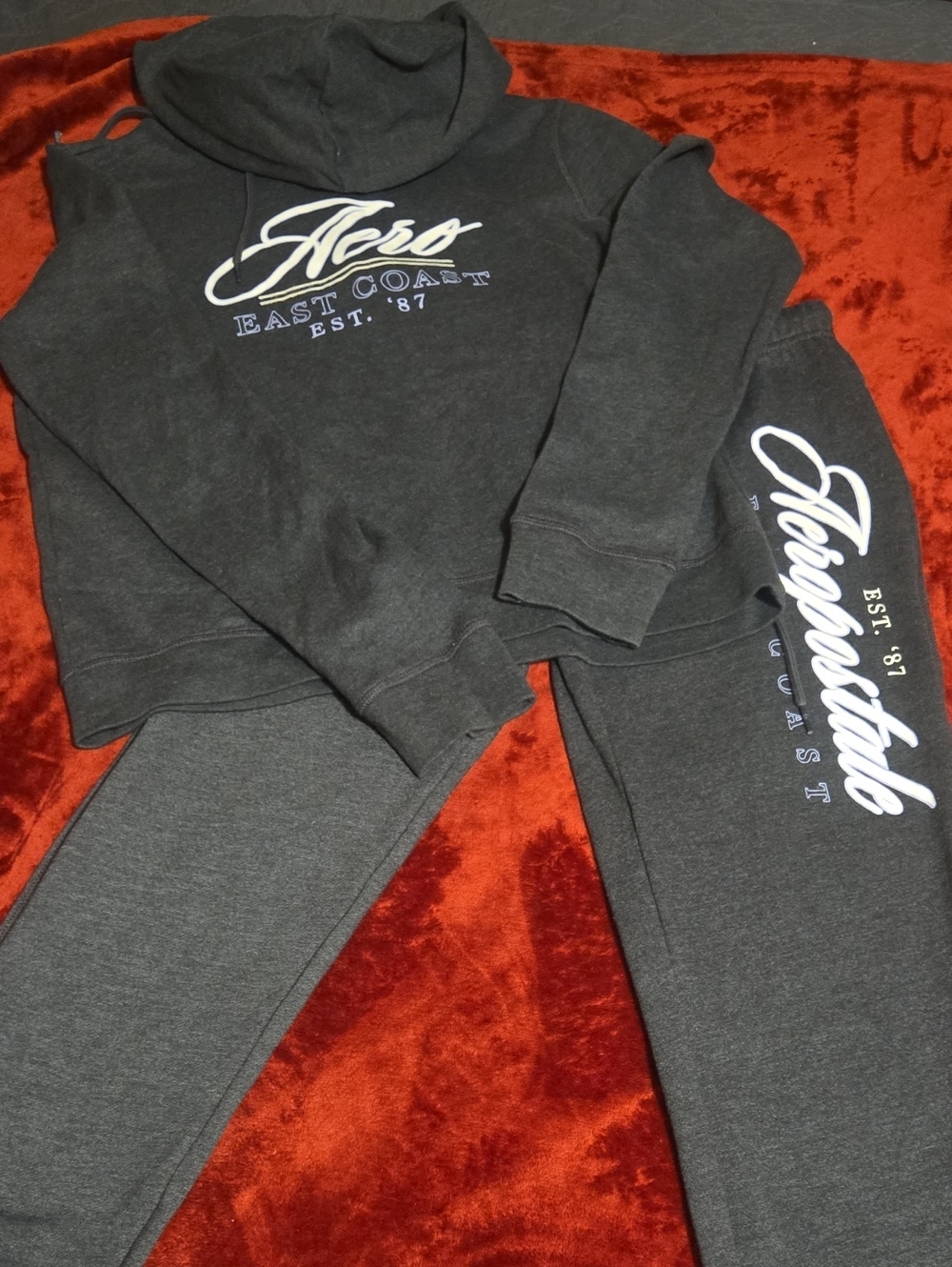Aeropostale Charcoal Gray Hoodie & Joggers Set